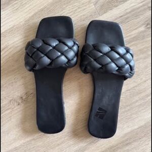 Bohme Black Braided Slide Sandals
